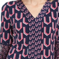 JM Collection Women's Printed Bell-Sleeve Tunic  Blue Size XL