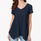 Style & Co Women's Crochet Handkerchief Hem T-Shirt -Green Size XS