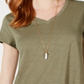 Style & Co Women's Crochet Handkerchief Hem T-Shirt -Green Size XS