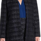 Calvin Klein Women's Metallic Tweed Long Novelty Open Jacket Navy Multi Size 4