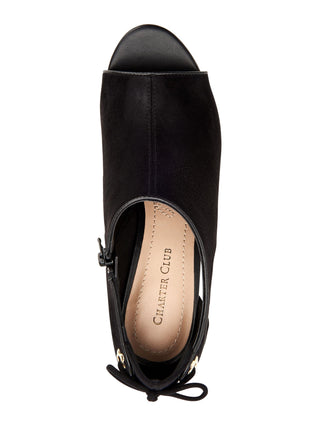 Charter Club Women's Hirah Tie-Back Peep Toe Heels Black Size 7 M