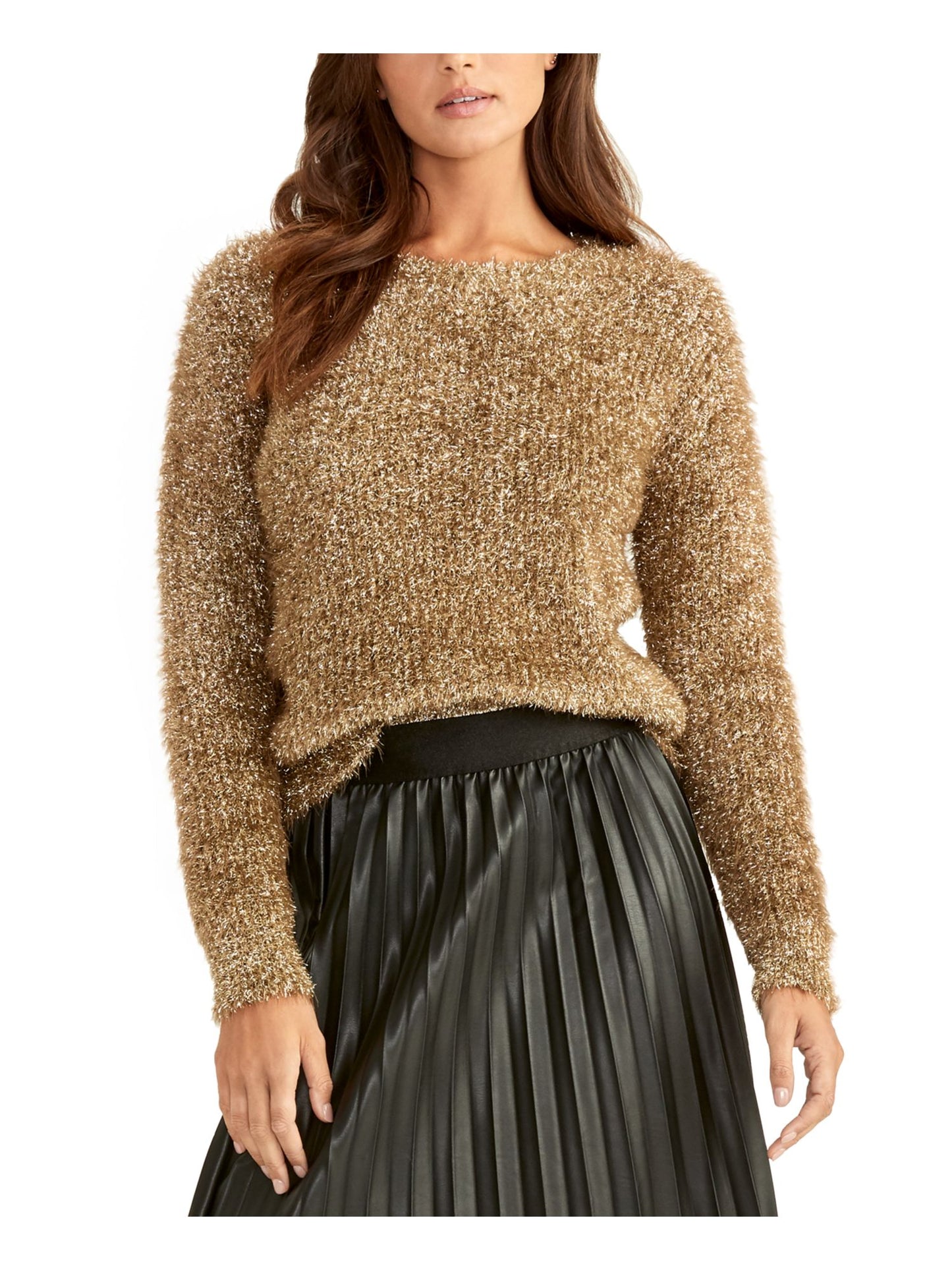 RACHEL Rachel Roy Women's Delia Ruched-Sleeve Sweater Gold XL
