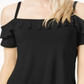 Bar III Women's  Flounce-Trim Cold-Shoulder Top  Black Size XL