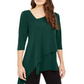 Alfani Women's Asymmetrical-Hem 3/4-Sleeve Top  Green Size Medium