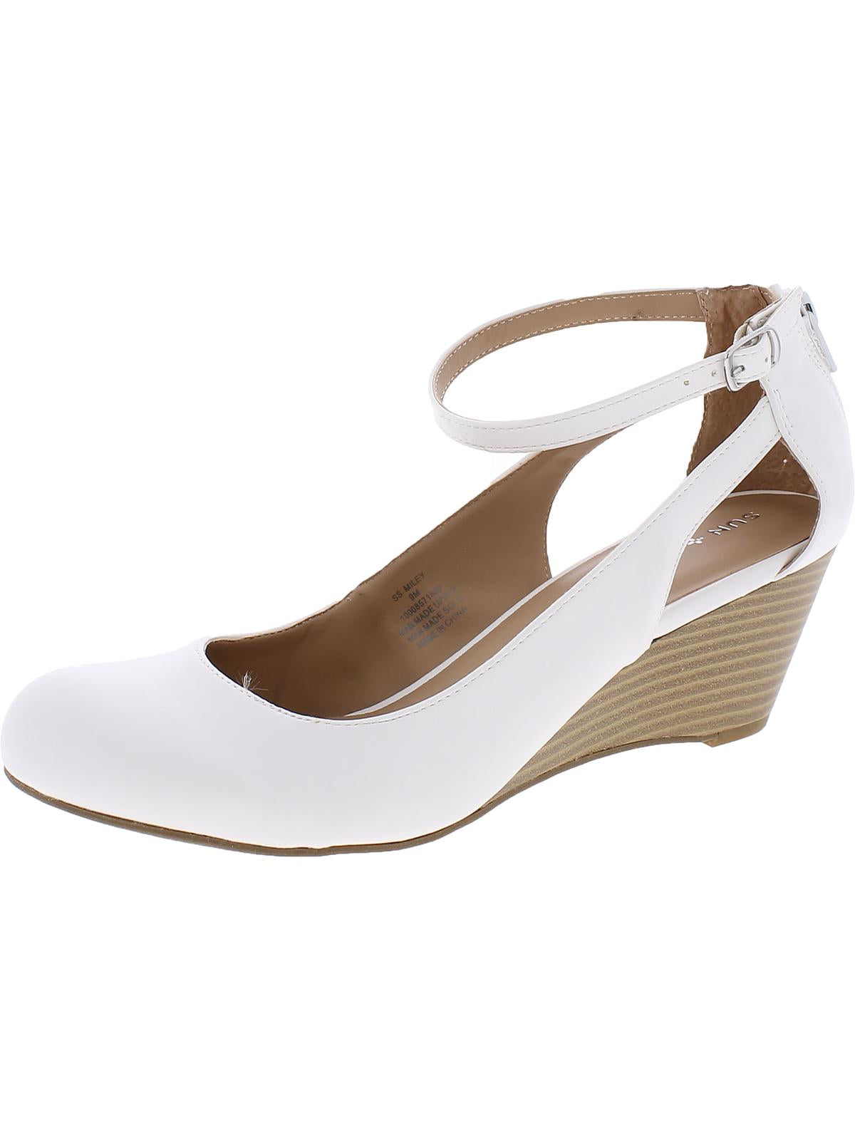 Sun + Stone Women's Miley Faux Leather Dressy Wedge Heels White Size 9 M