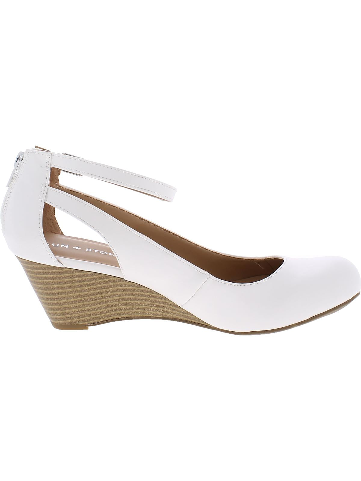 Sun + Stone Women's Miley Faux Leather Dressy Wedge Heels White Size 9 M