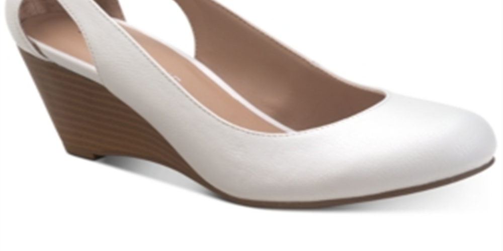 Sun + Stone Women's Miley Faux Leather Dressy Wedge Heels White Size 9 M