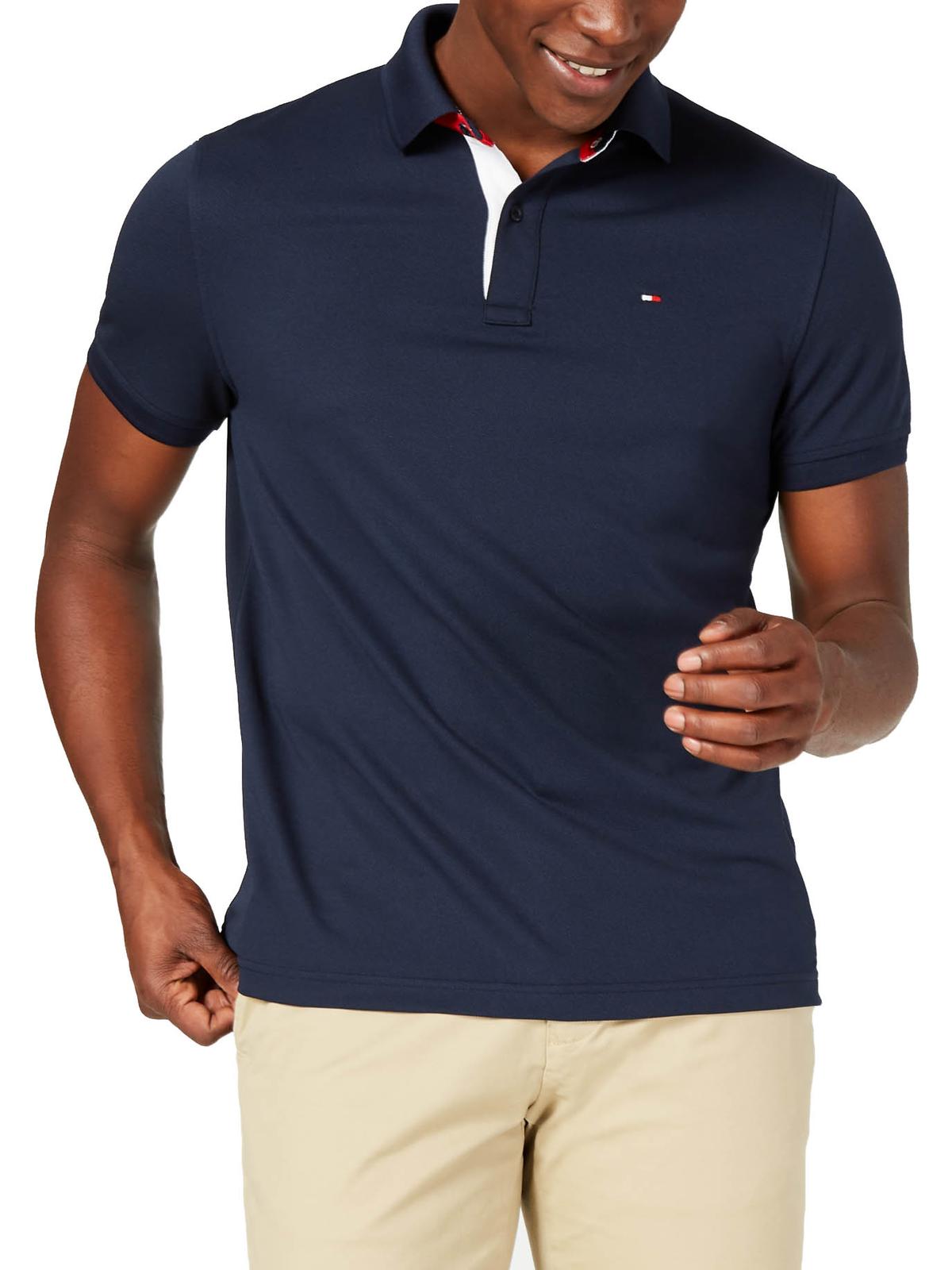 Tommy Hilfiger Men's Custom-Fit Cotton Polo Navy Size 2XL