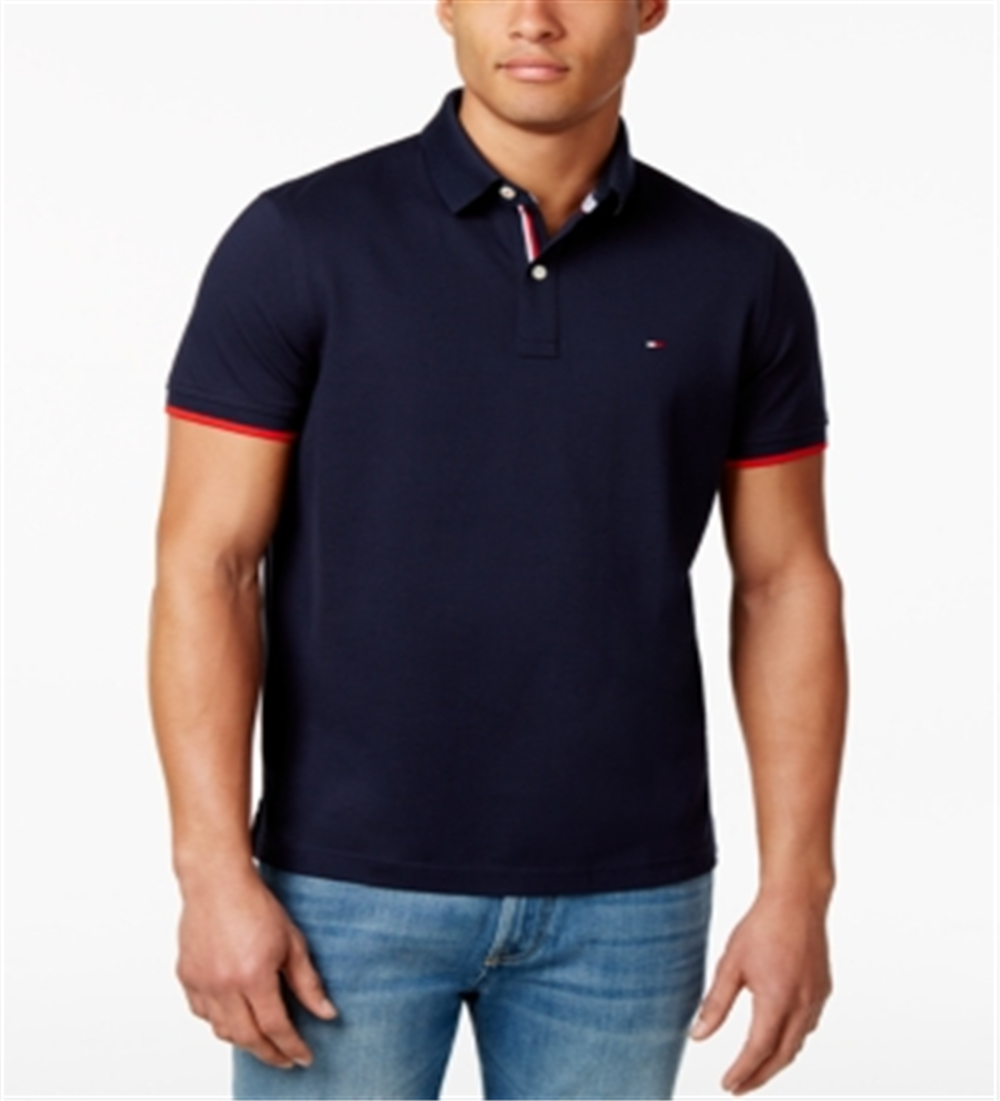 Tommy Hilfiger Men's Custom-Fit Cotton Polo Navy Size 2XL
