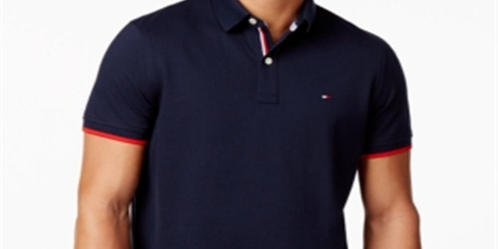 Tommy Hilfiger Men's Custom-Fit Cotton Polo Navy Size 2XL