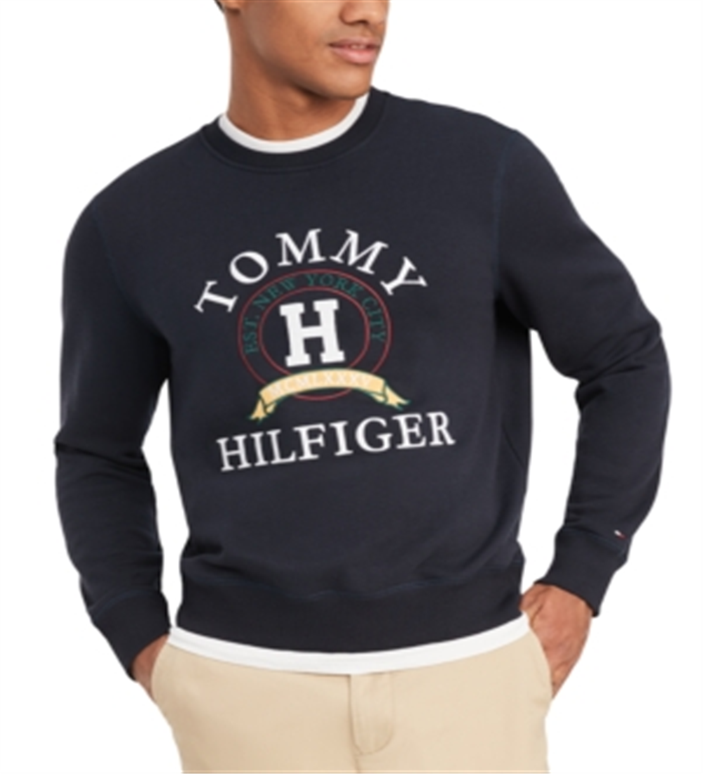 Tommy Hilfiger Men's Back Bay Logo Sweatshirt Blue Size Small