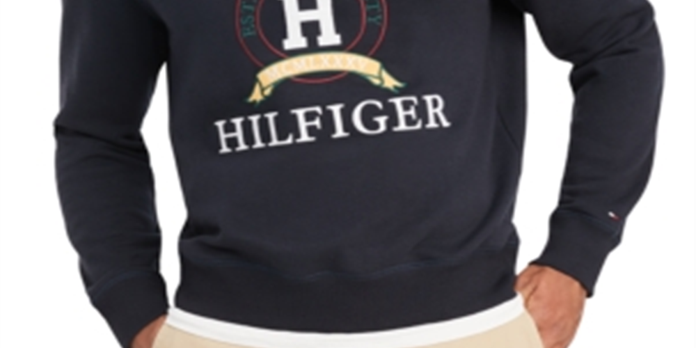 Tommy Hilfiger Men's Back Bay Logo Sweatshirt Blue Size Small