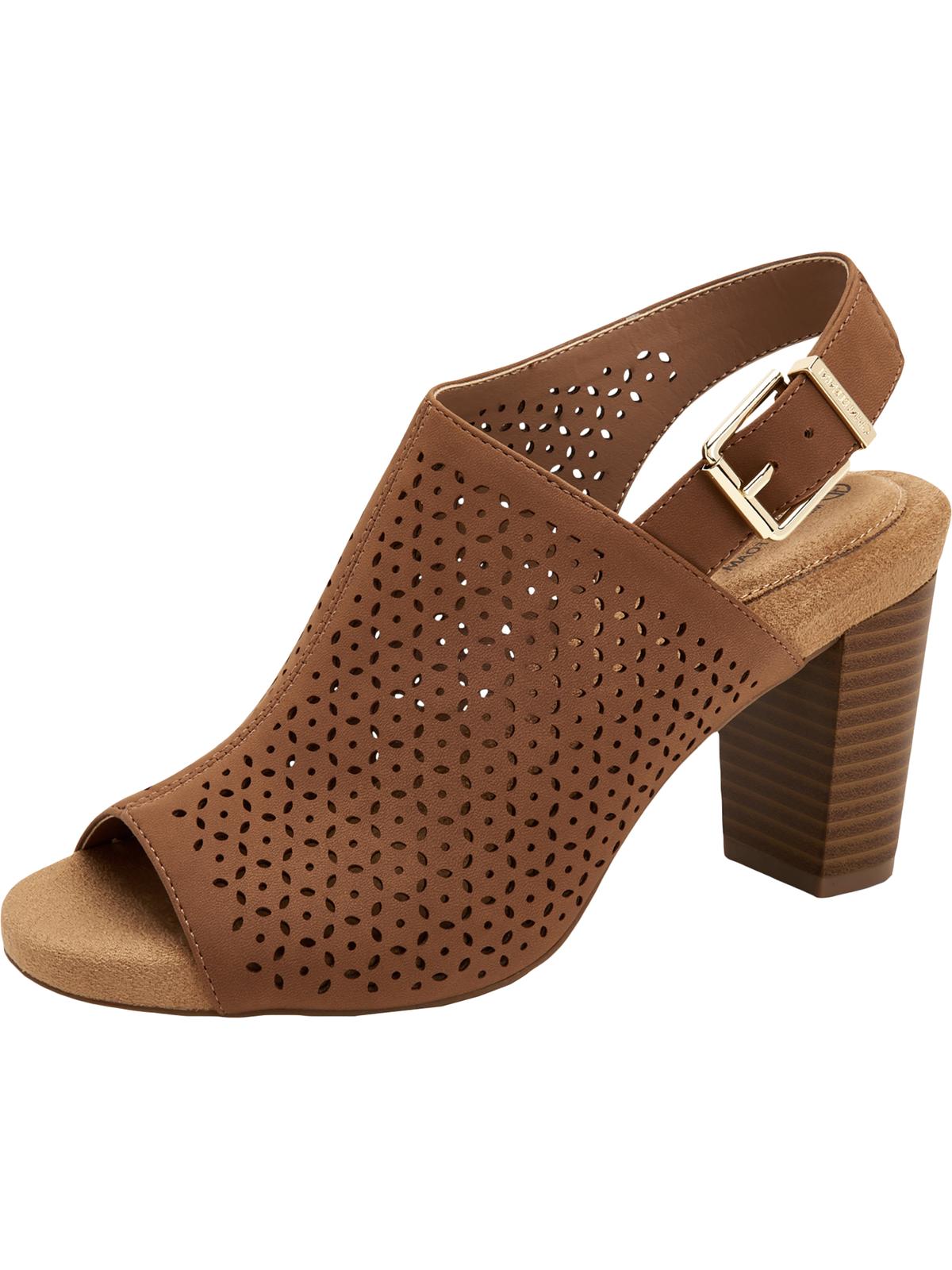 Giani Bernini Women's Jabril Faux Leather Sling Back Heel Sandals Brown Size 6.5M