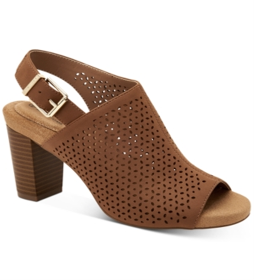 Giani Bernini Women's Jabril Faux Leather Sling Back Heel Sandals Brown Size 6.5M