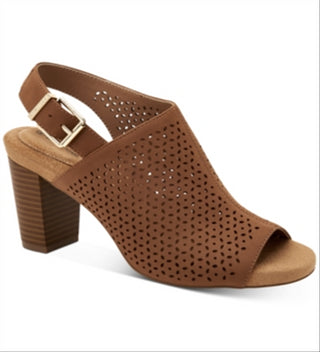 Giani Bernini Women's Jabril Faux Leather Sling Back Heel Sandals Brown Size 6.5M