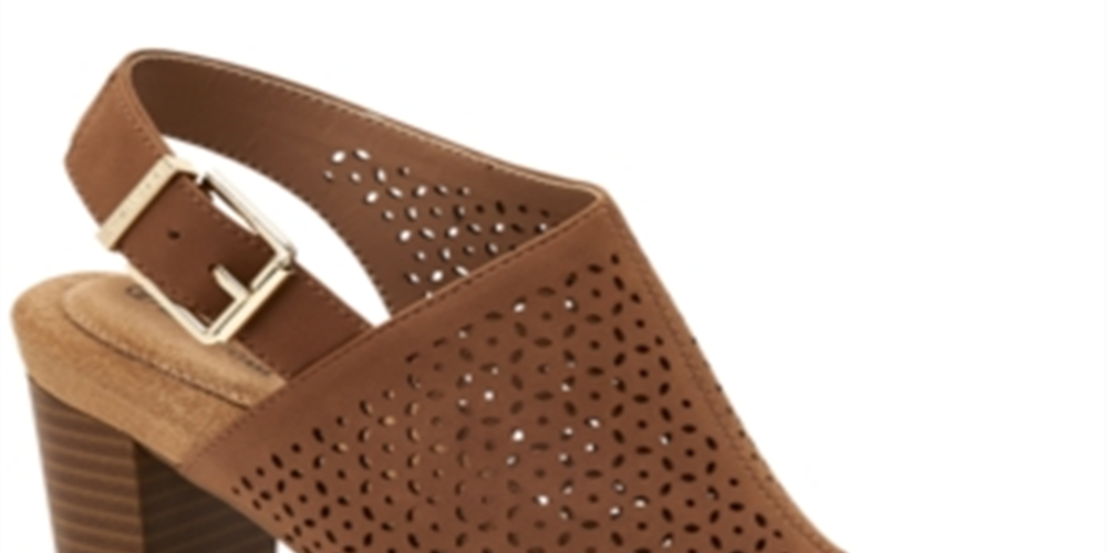 Giani Bernini Women's Jabril Faux Leather Sling Back Heel Sandals Brown Size 6.5M