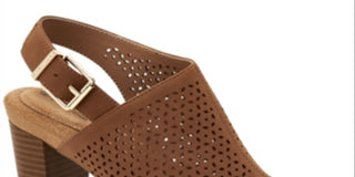 Giani Bernini Women's Jabril Faux Leather Sling Back Heel Sandals Brown Size 6.5M