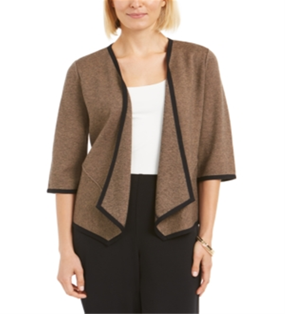 Alfani Women's Drape Front Cardigan Brown Size Petite