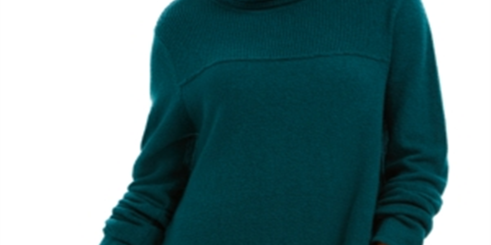 Style & Co Women's  Exposed-Seam Mock-Neck Tunic Sweater  Green Size 2XL