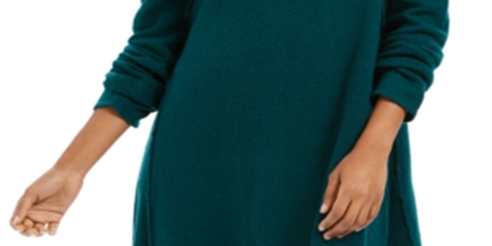 Style & Co Women's  Exposed-Seam Mock-Neck Tunic Sweater  Green Size 2XL