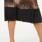 Alfani Women's Printed Pleated MIDI Skirt -Brown Size Petite L