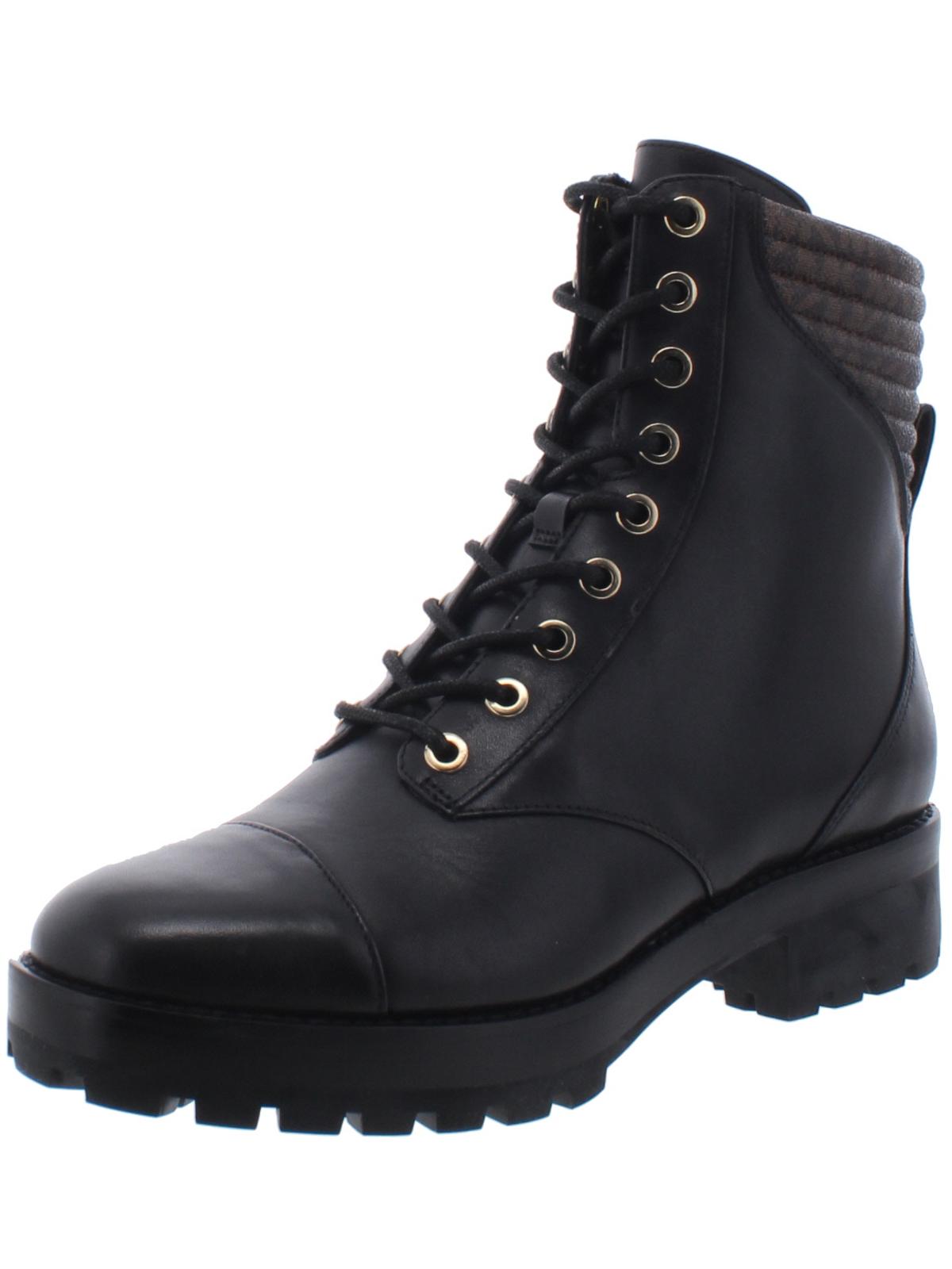 Michael Kors Men's Bastian Leather Closed Toe Ankle Military Boots Black Size 5.5