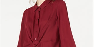 Alfani Women's  Twist-Front Button-up Top  Malbec Red Size Medium
