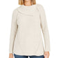 Style & Co Women's  Herringbone Long Sleeve Crew Neck Evening Top Beige Size Petite S