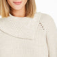 Style & Co Women's  Herringbone Long Sleeve Crew Neck Evening Top Beige Size Petite S