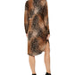 Alfani Women's Animal Print Shirt Dress Brown Size 4P