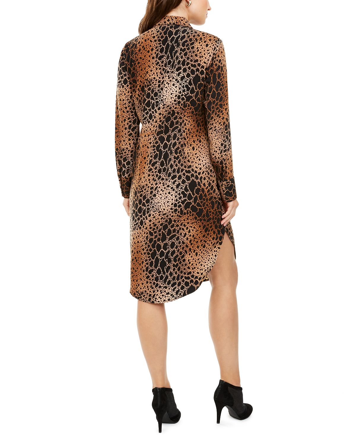 Alfani Women's Animal Print Shirt Dress Brown Size 4P