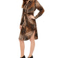 Alfani Women's Animal Print Shirt Dress Brown Size 4P