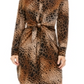 Alfani Women's Animal Print Shirt Dress Brown Size 4P