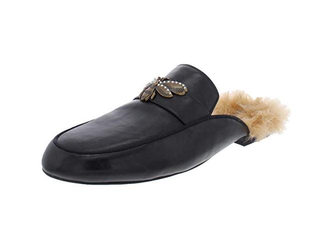 INC International Concepts Women's Faux Fur Embellished Loafer Black Size 9 M