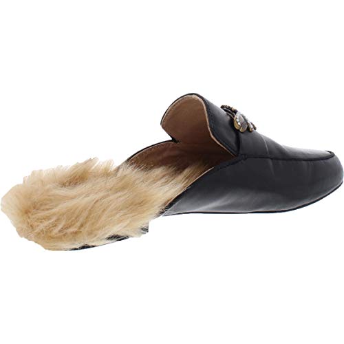 INC International Concepts Women's Faux Fur Embellished Loafer Black Size 9 M