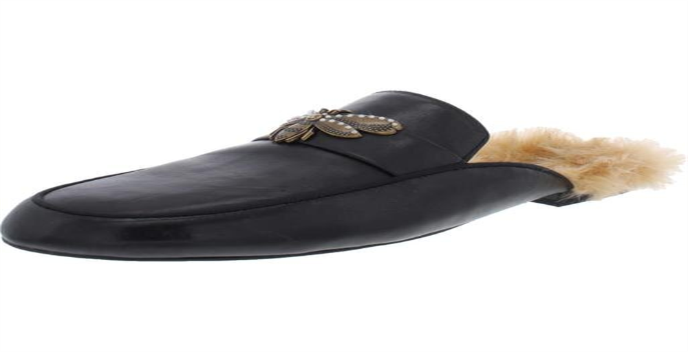 INC International Concepts Women's Faux Fur Embellished Loafer Black Size 9 M
