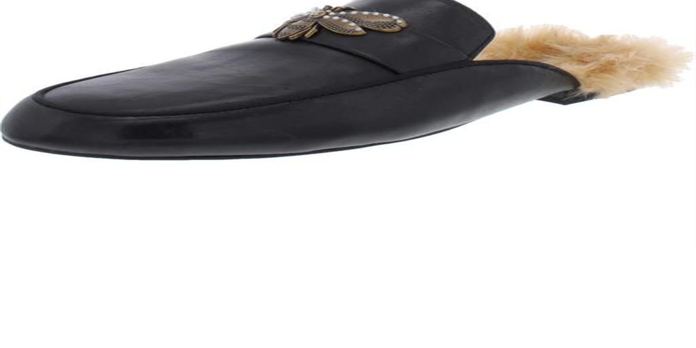 INC International Concepts Women's Faux Fur Embellished Loafer Black Size 9 M