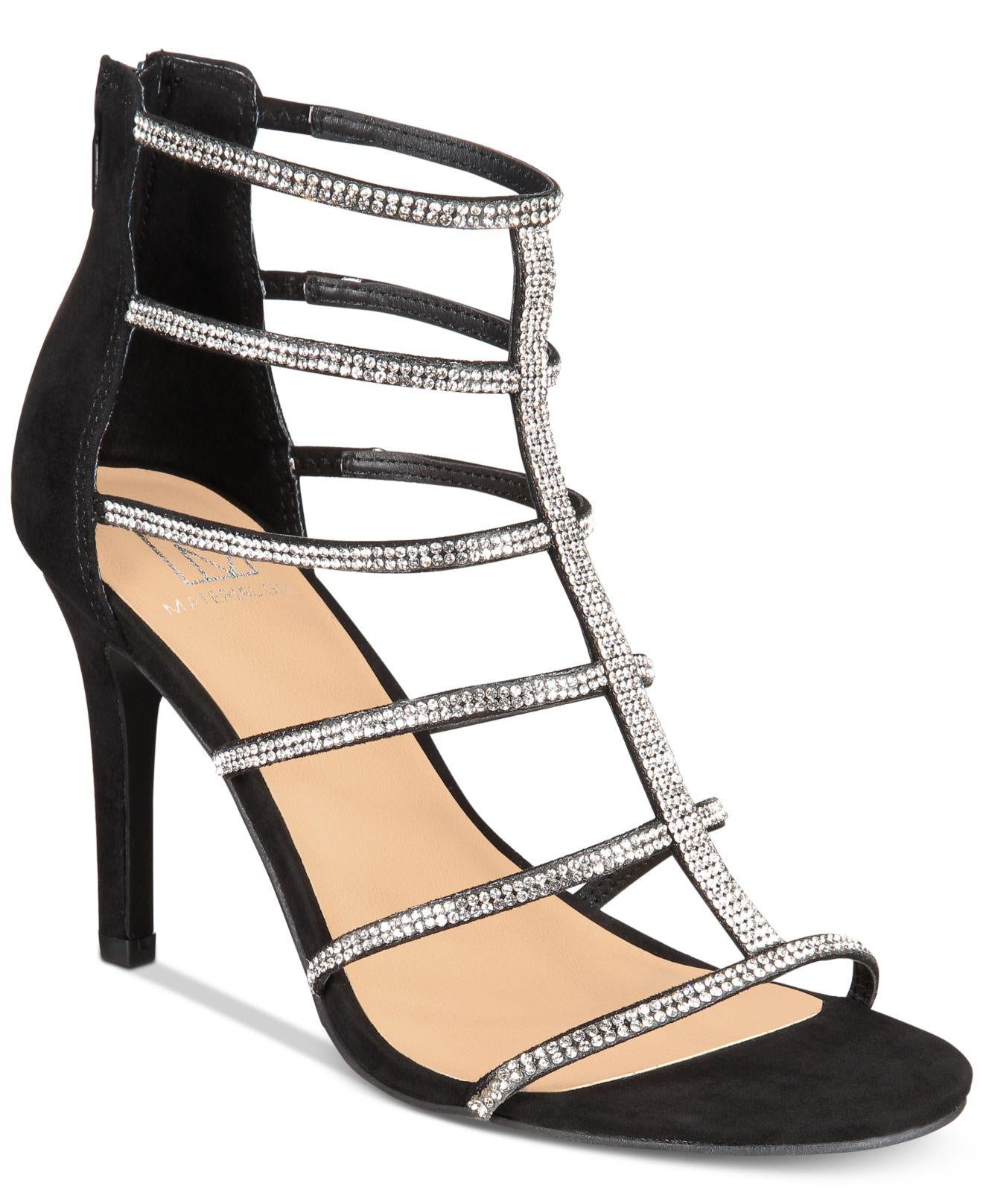Material Girl Women's Raissa Embellished Dress Sandal Black 8M