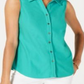 Charter Club Women's Pique Sleeveless Shirt  Turquoise Stone Size 6