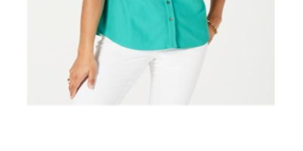 Charter Club Women's Pique Sleeveless Shirt  Turquoise Stone Size 6