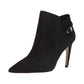 Sam Edelman Women's Padded Buckle Accent Logo Fiora Pointed Toe Stiletto Zip-up Leather Black Size 7.5 M