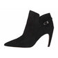 Sam Edelman Women's Padded Buckle Accent Logo Fiora Pointed Toe Stiletto Zip-up Leather Black Size 7.5 M