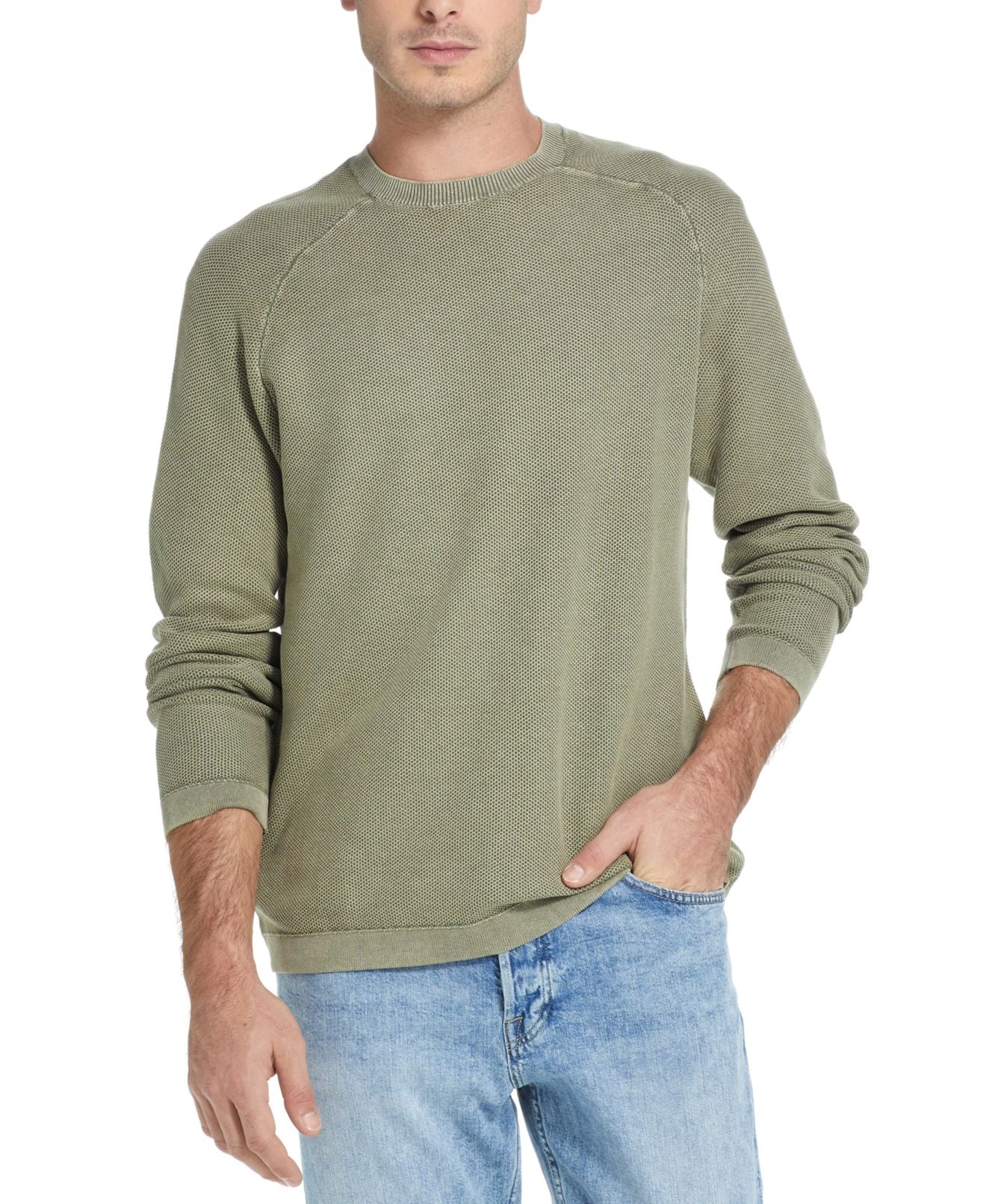 Weatherproof Vintage Men's Stonewashed Sweater Oil Green 3XL