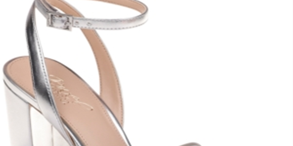 Jewel Badgley Mischka Women's  Krystal Knotted Block Heel Sandal Silver Size 6 M