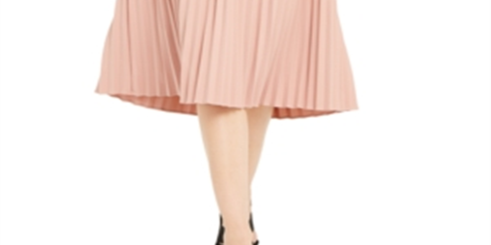 Alfani Women's Pleated Belted MIDI Skirt  Pink Size 2XL