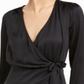 BAR III Women's  Long Sleeve V Neck Faux Wrap Wear to Work Black Size M