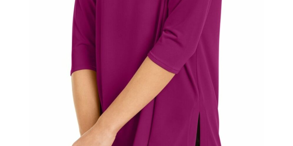 Alfani Women's Cold-Shoulder Asymmetrical Top  Purple Size Medium