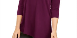 Alfani Women's Cold-Shoulder Asymmetrical Top  Purple Size Medium