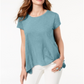 Style & Co Women's  Handkerchief-Hem T-Shirt  Blue Size Medium
