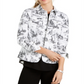 Charter Club Women's Printed Jacquard Jacket White Size Petite